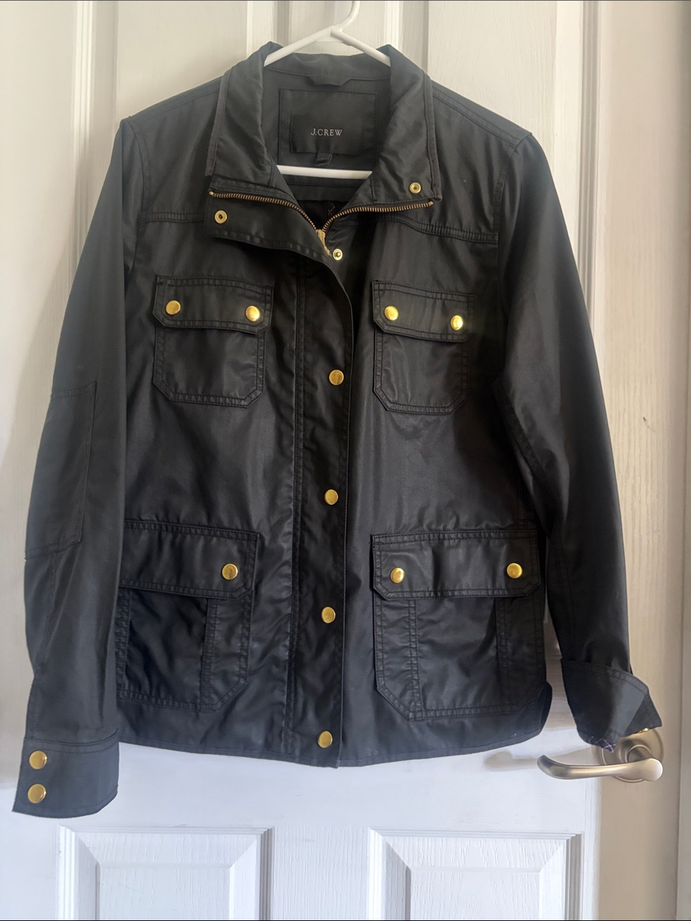 J. Crew Black Utility Jacket with Gold Buttons